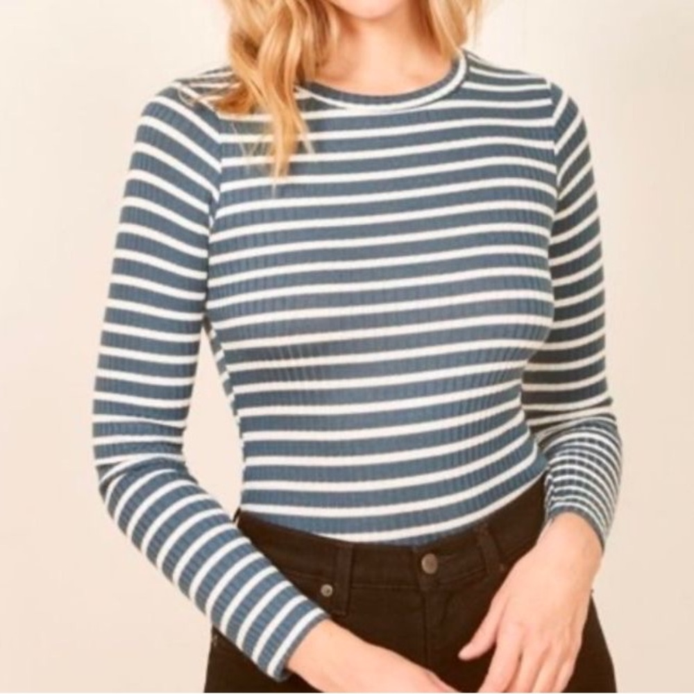 Reformation Clark Long Sleeve Ribbed Stripe Top